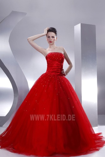 Ärmellos Halle Sternenhimmel Rot Rücken Schnürung Winter Ballkleid - Seite 1