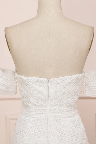 Brautkleid Strand Split vorne Schulterfrei Spitzen-Overlay Schick - Seite 7