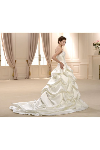 Trägerlos Kathedrale Schleppe Ärmellos Satin Formell Brautkleid - Seite 3