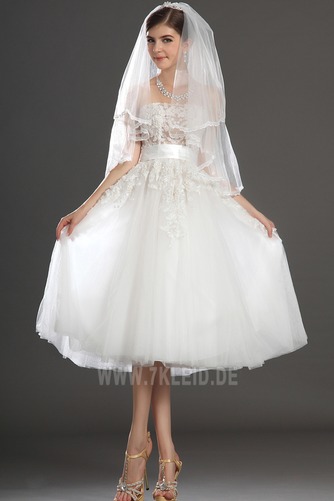 Prinzessin Natürliche Taille Weiß Rechteck Tüll Spitze Brautkleid - Seite 7