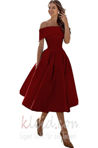 Abendkleid Satin Wadenlang Natürliche Taille Rücken Schnürung - Seite 7