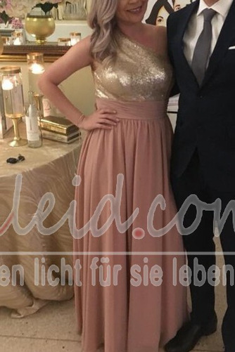 Brautjungfernkleid A-Linie Drapierung Natürliche Taille Bodenlang Mitte Rücken - Seite 7