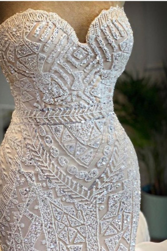 Brautkleid Lang bandage Birneförmig Formell Meerjungfrau Mehrschichtige Rüsche - Seite 3