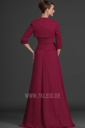 Trägerlos Chiffon sieben Ärmellänge Natürliche Taille Brautmutterkleid - Seite 6