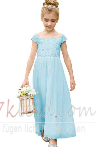 Blumenmädchenkleid Knöchellang Applike Quadrat Durchsichtige Ärmel Natürliche Taille - Seite 5