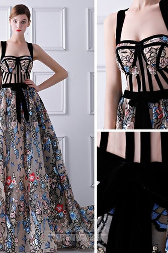 Abendkleid Tüll Lange Schick Frühling Natürliche Taille Ärmellos - Seite 6