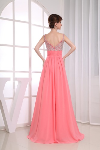 Rückenfrei Empire Pailletten Elegant Bodenlang Chiffon Abendkleid - Seite 2