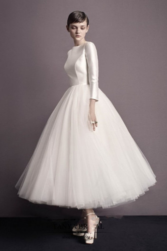 Brautkleid Sommer Strand A-Linie Drapierung Wadenlang Tüll - Seite 2
