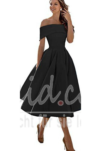 Abendkleid Satin Wadenlang Natürliche Taille Rücken Schnürung - Seite 4