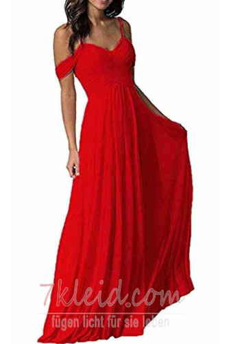 Abendkleid Chiffon A-Linie Schlicht Schulterfrei Tiefer V-Ausschnitt - Seite 7