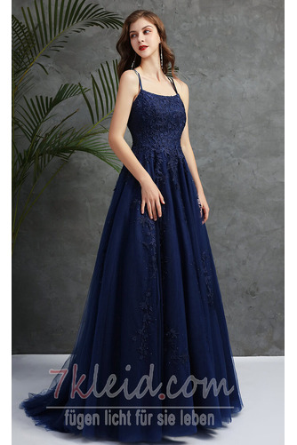 Abendkleid A-Linie Natürliche Taille Spitze Elegant Winter Spaghettiträger - Seite 12