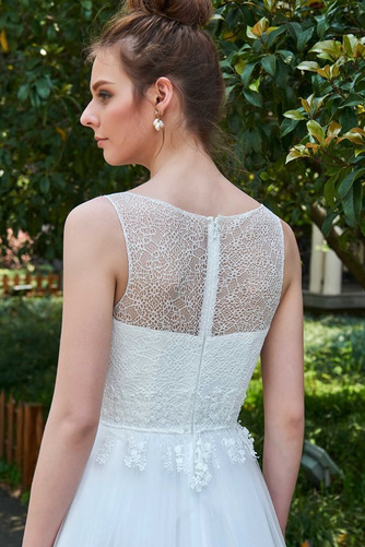 Spitze Natürliche Taille Ärmellos Drapierung Strand Brautkleid - Seite 5