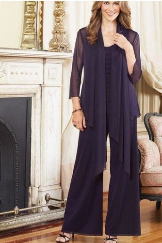 Drapierung Sanduhrförmig 3/4 Länge Ärmel Chiffon Charmante Hosenanzug Kleid - Seite 1