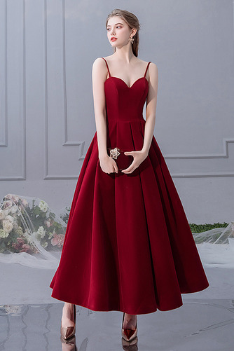 Abendkleid A-Linie Ärmellos Rückenfrei Satin Spaghettiträger Luxus - Seite 1