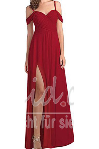 Abendkleid Chiffon A-Linie Schlicht Schulterfrei Tiefer V-Ausschnitt - Seite 16