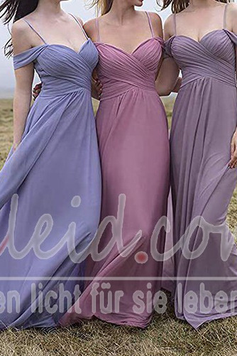 Abendkleid Chiffon A-Linie Schlicht Schulterfrei Tiefer V-Ausschnitt - Seite 17