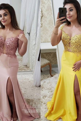 Abendkleid Jahr 2019 Sweep Zug Juwel Ärmellos Mittelgröße Spitzen-Overlay - Seite 4