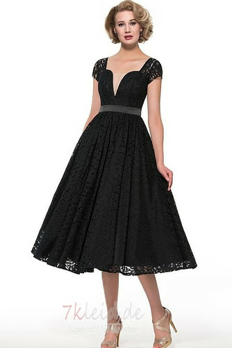 Natürliche Taille Wadenlang Spitze Spitzen-Overlay A-Linie Brautmutterkleid - Seite 1