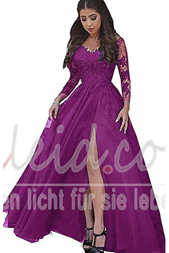 Abendkleid Winter Rückenfrei Natürliche Taille Spitze A-Linie - Seite 7