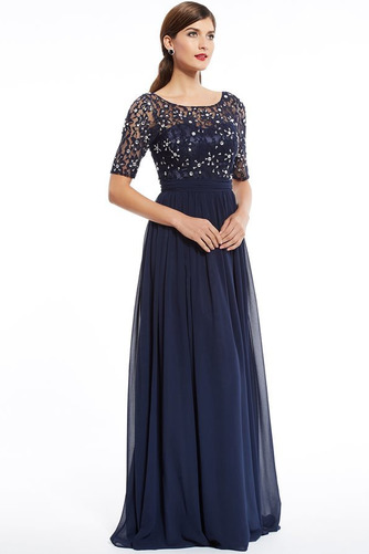 Natürliche Taille Chiffon Schick Durchsichtige Ärmel A-Linie Abendkleid - Seite 3