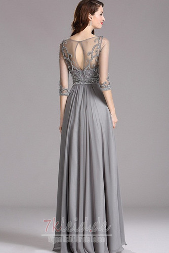 Bodenlang Durchsichtige Ärmel Elegant Halbe Ärmel Chiffon Abendkleid - Seite 3