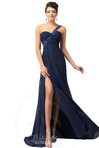 Ein Schulter Elegant Bördeln Natürliche Taille Ärmellos Abendkleid - Seite 4