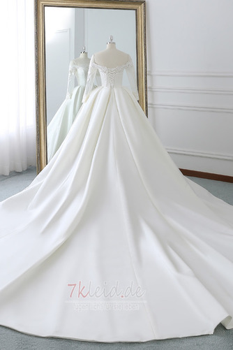 Formell Natürliche Taille Satin Lange Ärmel A-Linie Brautkleid - Seite 3