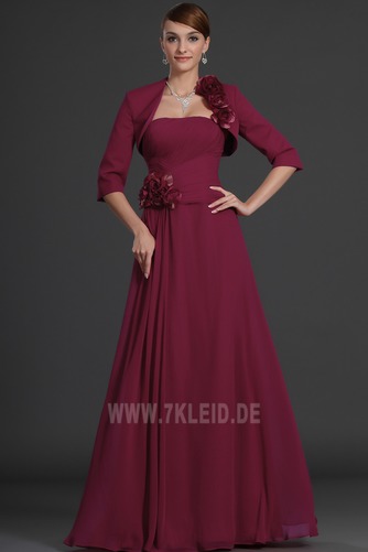 Trägerlos Chiffon sieben Ärmellänge Natürliche Taille Brautmutterkleid - Seite 1