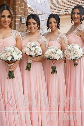 Reißverschluss Elegant Mittelgröße Kurze Ärmel Chiffon Brautjungfernkleid - Seite 2