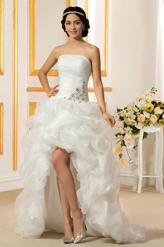 Pick-Ups Sweep Zug Schlicht Sommer Organza Strand Brautkleid - Seite 1