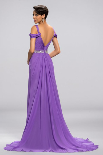 Gekappte Ärmel A-Linie Lange Natürliche Taille Kurze Ärmel Sexy Abendkleid - Seite 2