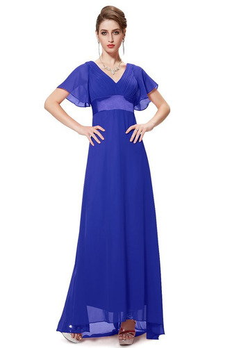 Lockere Ärmel Kurze Ärmel Gerüscht Reißverschluss Chiffon Abendkleid - Seite 9