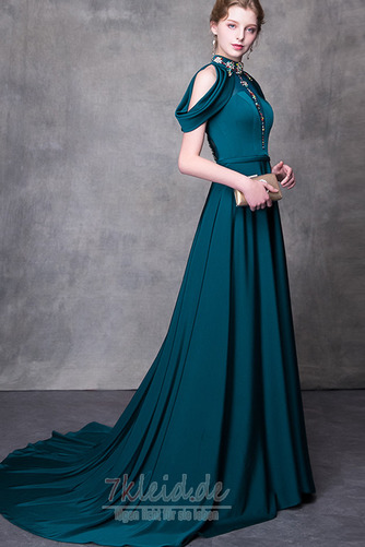 Gekappte Ärmel A-Linie Elegant Hoher Kragen Kurze Ärmel Abendkleid - Seite 3