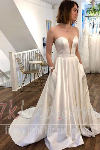 Brautkleid Satin Schlicht Drapierung Sweep Zug Natürliche Taille - Seite 3