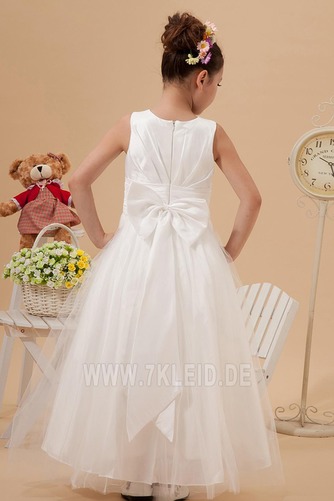 Knöchellang Romantisch Natürliche Taille Satin Reißverschluss Blumenmädchenkleid - Seite 4