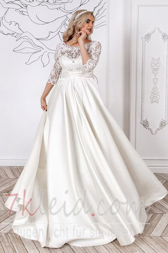 Brautkleid Applike 3/4 Länge Ärmel Empire Satin Schwangere Rücken Schnürung - Seite 3