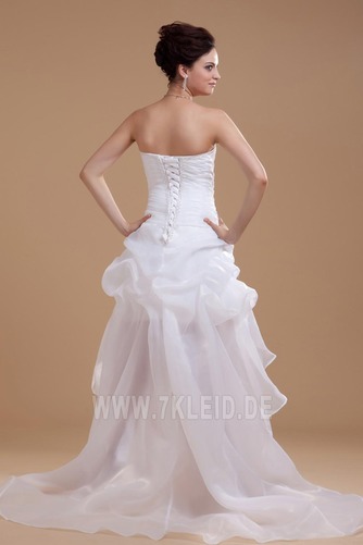 Falte Mieder Herbst Organza Hoch Niedrig Bördeln Tiefe Taille Brautkleid - Seite 4