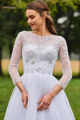 Natürliche Taille Schmuck dekorativ Mieder A-Linie Brautkleid - Seite 5