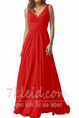 Abendkleid Chiffon Rücken Schnürung V-Ausschnitt Natürliche Taille - Seite 6