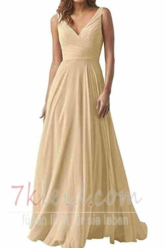 Abendkleid Chiffon Rücken Schnürung V-Ausschnitt Natürliche Taille - Seite 11