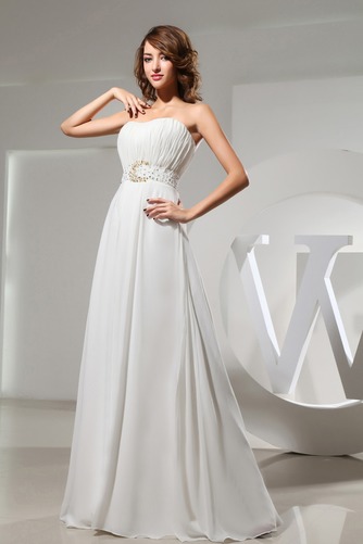 Natürliche Taille Luxus Perlengürtel Bodenlang Empire Abendkleid - Seite 4