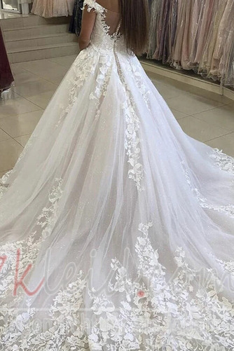 Brautkleid A-Linie Ärmellos Formell Spitze Gekappte Ärmel Natürliche Taille - Seite 2