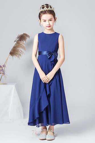 Blumenmädchenkleid Juwel Schmetterlingsknoten Sommer Ärmellos Luxus Bodenlang - Seite 3