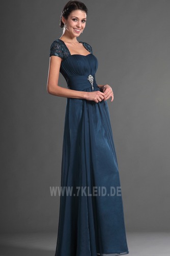 Spitzen-Overlay Porträt Chiffon Falte Mieder Kurze Ärmel Brautmutterkleid - Seite 4