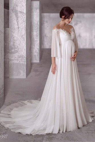 Brautkleid Frühling Jahr 2021 Empire Taille Bördeln Chiffon Schlicht - Seite 5