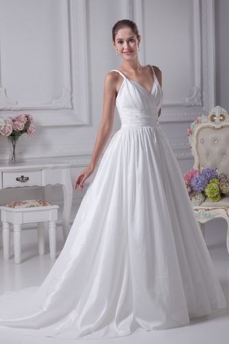 Mittelgröße Perlengürtel Strand Natürliche Taille Empire Brautkleid - Seite 3