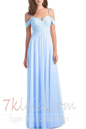 Abendkleid Chiffon A-Linie Schlicht Schulterfrei Tiefer V-Ausschnitt - Seite 1