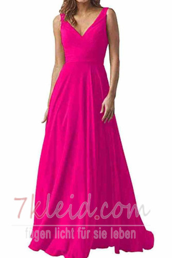 Abendkleid Chiffon Rücken Schnürung V-Ausschnitt Natürliche Taille - Seite 9