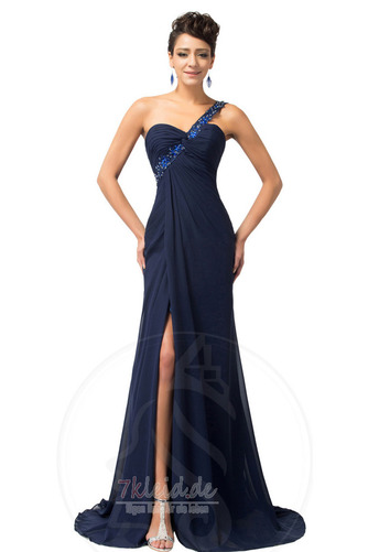 Ein Schulter Elegant Bördeln Natürliche Taille Ärmellos Abendkleid - Seite 5