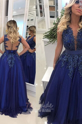 Abendkleid Reißverschluss Spitzen-Overlay Natürliche Taille A-Linie - Seite 2